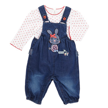 Bunny Denim Dungaree Set